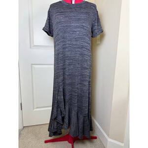 NWOT Women's Stitchdrop Heather Grey XL Short Sleeve Ruffle Hem Maxi Dress